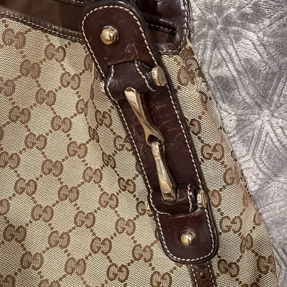 Gucci satchel bag with brown leather trim and gold hardware - Picture 3 of 7